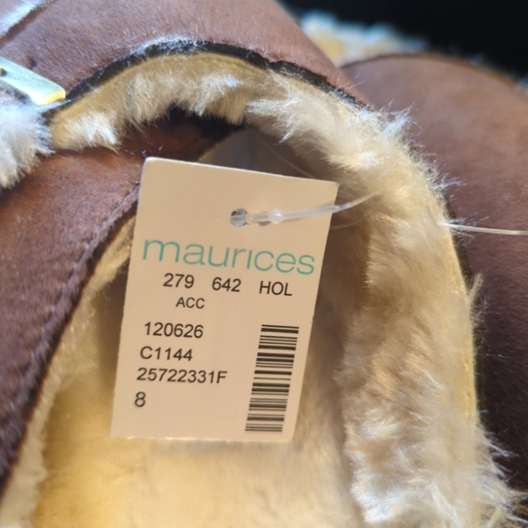 Maurices Ophelia Cognac Faux Fur Sandals Buckle Slip On Soft Size 8 NEW NWT - Picture 12 of 12